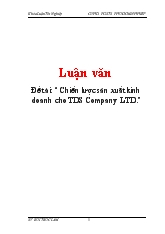 Chiến lược sản xuất kinh doanh cho TDS Company LTD
