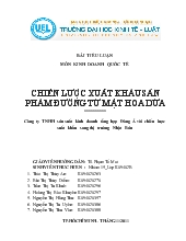 Chiến lược xuất khẩu sản phẩm đường từ mật hoa dừa