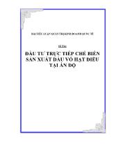 Đầu tư trực tiếp chế biến sản xuất dầu vỏ hạt điều tại Ấn Độ