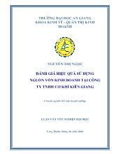 Đề tài Đánh giá hiệu quả sử dụng nguồn vốn kinh doanh tại công ty trách nhiệm hữu hạn cơ khí Kiên Giang