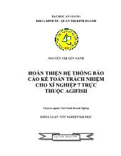 Đề tài Hoàn thiện hệ thống kế toán trách nhiệm cho xí nghiệp 7 trực thuộc Agifish