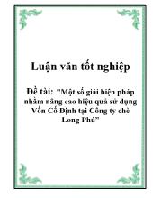 Luận văn Một số giải biện pháp nhằm nâng cao hiệu quả sử dụng Vốn Cố Định tại Công ty chè Long Phú