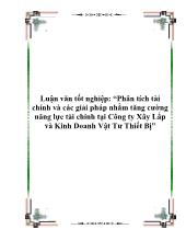Luận văn Phân tích tài chính và các giải pháp nhằm tăng cường năng lực tài chính tại Công ty Xây Lắp và Kinh Doanh Vật Tư Thiết Bị