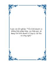 Luận văn Vốn kinh doanh và những biện pháp nâng cao hiệu quả sử dụng vốn kinh doanh ở Công ty vật liệu và công nghệ