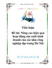 Nâng cao hiệu quả hoạt động sản xuất kinh doanh của các khu công nghiệp tập trung Hà Nội