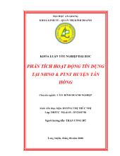 Phân tích hoạt động tín dụng tại Ngân hàng nông nghiệp & phát triển nông thôn huyện Tân Hồng