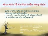 Quản lý sản phẩm trí tuệ theo phương thức chi- Trả trực tuyến- lý thuyết và một số vấn đề đặt ra đối với các trường đại học khối kinh tế