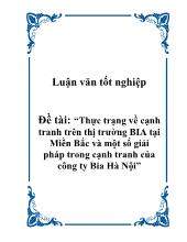 Thực trạng về cạnh tranh trên thị trường BIA tại Miền Bắc và một số giải pháp trong cạnh tranh của công ty Bia Hà Nội