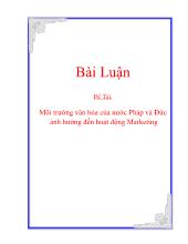 Tiểu luận Môi trường văn hóa của nước Pháp và Đức ảnh hưởng đến hoạt động Marketing