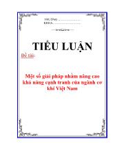 Tiểu luận Một số giải pháp nhằm nâng cao khảnăng cạnh tranh của ngành cơ khí Việt Nam
