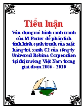 Tiểu luận Vận dụng mô hình cạnh tranh của M.Porter để phân tích tình hình cạnh tranh của mặt hàng trà xanh C2
