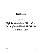 Đề tài Nghiên cứu về các liên tưởng thương hiệu đối với Ninomaxx của sinh viên Đại học Kinh Tế Huế