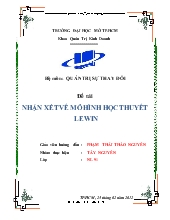 Đề tài Nhận xét về mô hình học thuyết Lewin