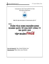 Đề tài Phân tích kinh nghiệm kinh doanh quốc tế của một công ty đa quốc gia tập đoàn Coca Cola