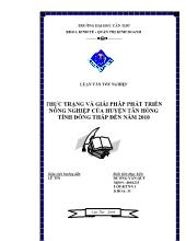 Đề tài Thực trạng và giải pháp phát triển nông nghiệp của huyện Tân Hồng – tỉnh Đồng Tháp đến năm 2010