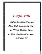 Giải pháp phát triển hoạt động kinh doanh của Công ty trách nhiệm hữu hạn Thiết bị Công nghiệp và môi trường trong thời gian tới