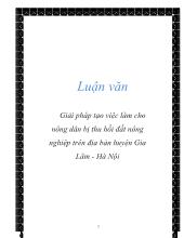 Giải pháp tạo việc làm cho nông dân bị thu hồi đất nông nghiệp trên địa bàn huyện Gia Lâm - Hà Nội