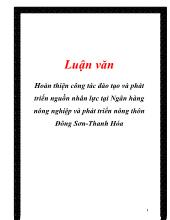 Hoàn thiện công tác đào tạo và phát triển nguồn nhân lực tại Ngân hàng nông nghiệp và phát triển nông thôn Đông Sơn-Thanh Hóa
