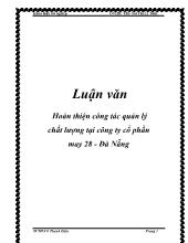 Hoàn thiện công tác quản lý chất lượng tại công ty cổ phần may 28 - Đà Nẵng