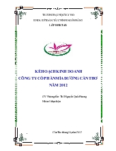 Kế hoạch kinh doanh công ty cổ phần mía đường Cần Thơ năm 2012