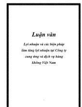 Lợi nhuận và các biện pháp làm tăng lợi nhuận tại Công ty cung ứng và dịch vụ hàng không Việt Nam