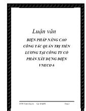 Luận văn Biện pháp nâng cao công tác quản trị tiền lương tại công ty cổ phần xây dựng điện VNECO 6