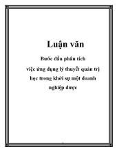 Luận văn Bước đầu phân tích việc ứng dụng lý thuyết quản trị học trong khởi sự một doanh nghiệp dược