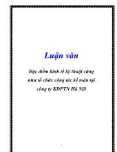Luận văn Đặc điểm kinh tế kỹ thuật cũng như tổ chức công tác kế toán tại công ty kinh doanh phát triển nhà Hà Nội