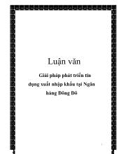 Luận văn Giải pháp phát triển tín dụng xuất nhập khẩu tại Ngân hàng Đông Đô