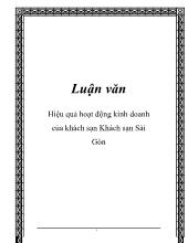 Luận văn Hiệu quả hoạt động kinh doanh của khách sạn Khách sạn Sài Gòn