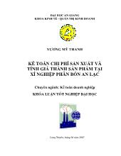 Luận văn Kế toán chi phí sản xuất và tính giá thành sản phẩm tại xí nghiệp phân bón An Lạc