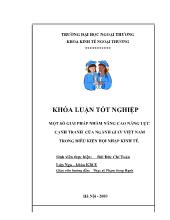Luận văn Một số giải pháp nhằm nâng cao năng lực cạnh tranh của ngành giấy Việt Nam trong điều kiện hội nhập kinh tế