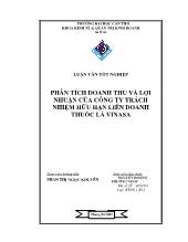 Luận văn Phân tích doanh thu và lợi nhuận của công ty trách nhiệm hữu hạn liên doanh thuốc lá Vinasa