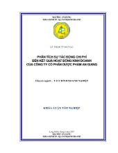 Luận văn Phân tích sự tác động chi phí đến kết quả hoạt động kinh doanh của công ty cổ phần dược phẩm An Giang