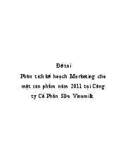 Phân tích kế hoạch Marketing cho một sản phẩm năm 2011 tại Công ty Cổ Phần Sữa Vinamilk