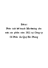 Phân tích kế hoạch Marketing cho một sản phẩm năm 2011 tại Công ty Cổ Phần Ác Quy Hải Phòng