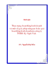 Thực trạng hoạt động kinh doanh và một số giải pháp nâng cao hiệu quả hoạt động kinh doanh của công ty trách nhiệm hữu hạn Kỳ Nghỉ Việt
