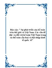 Đề tài Sự phát triển của kế toán trên thế giới và Việt Nam. Các vấn đề đặt ra đối với kế toán Việt Nam trong xu thế toàn cầu hoá và hội nhập kinh tế quốc tế