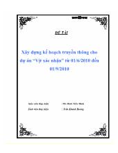 Đề tài Xây dựng kế hoạch truyền thông cho dự án Vịt xác nhận từ 01-6-2010 đến 01-9-2010
