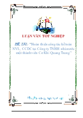 Hoàn thiện công tác kế toán nguyên vật liêu, công cụ dụng cụ tại Công ty TNHH nhà nước một thành viên Cơ Khí Quang Trung