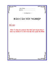 Luận văn Bàn về công tác quản lý thu thuế giá trị gia tăng ở khu vực kinh tế cá thể trên địa bàn quận Ba Đình