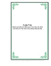 Luận văn Chính sách tiền tệ và đánh giá về việc thực thi chính sách tiền tệ ở Việt Nam trong những năm gần đây