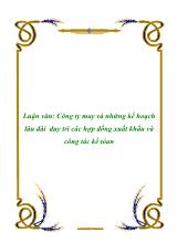 Luận văn Công ty may và những kế hoạch lâu dài duy trì các hợp đồng xuất khẩu và công tác kế toán