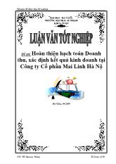 Luận văn Hoàn thiện hạch toán Doanh thu, xác định kết quả kinh doanh tại Công ty Cổ phần Mai Linh Hà Nội