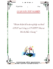 Luận văn Hoàn thiện kế toán nghiệp vụ thuế giá trị gia tăng tại Công ty Cổ phần đầu tư phát triển Nhà và Đô thị Bắc Giang