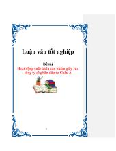 Luận văn Hoạt động xuất khẩu sản phẩm giấy của công ty cổ phần đầu tư Châu Á