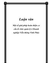 Luận văn Một số giải pháp hoàn thiện cơ cấu tổ chức quản lý ở Doanh nghiệp Viễn thông Vĩnh Phúc
