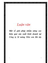 Luận văn Một số giải pháp nhằm nâng cao hiệu quả sản xuất kinh doanh tại Công ty Xi măng Tiên sơn Hà Tây