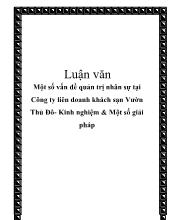 Luận văn Một số vấn đề quản trị nhân sự tại Công ty liên doanh khách sạn Vườn Thủ Đô- Kinh nghiệm & Một số giải pháp