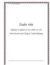 Luận văn Nghiệp vụ Quản trị tài chính về vốn kinh doanh của Công ty Tuyên Quang